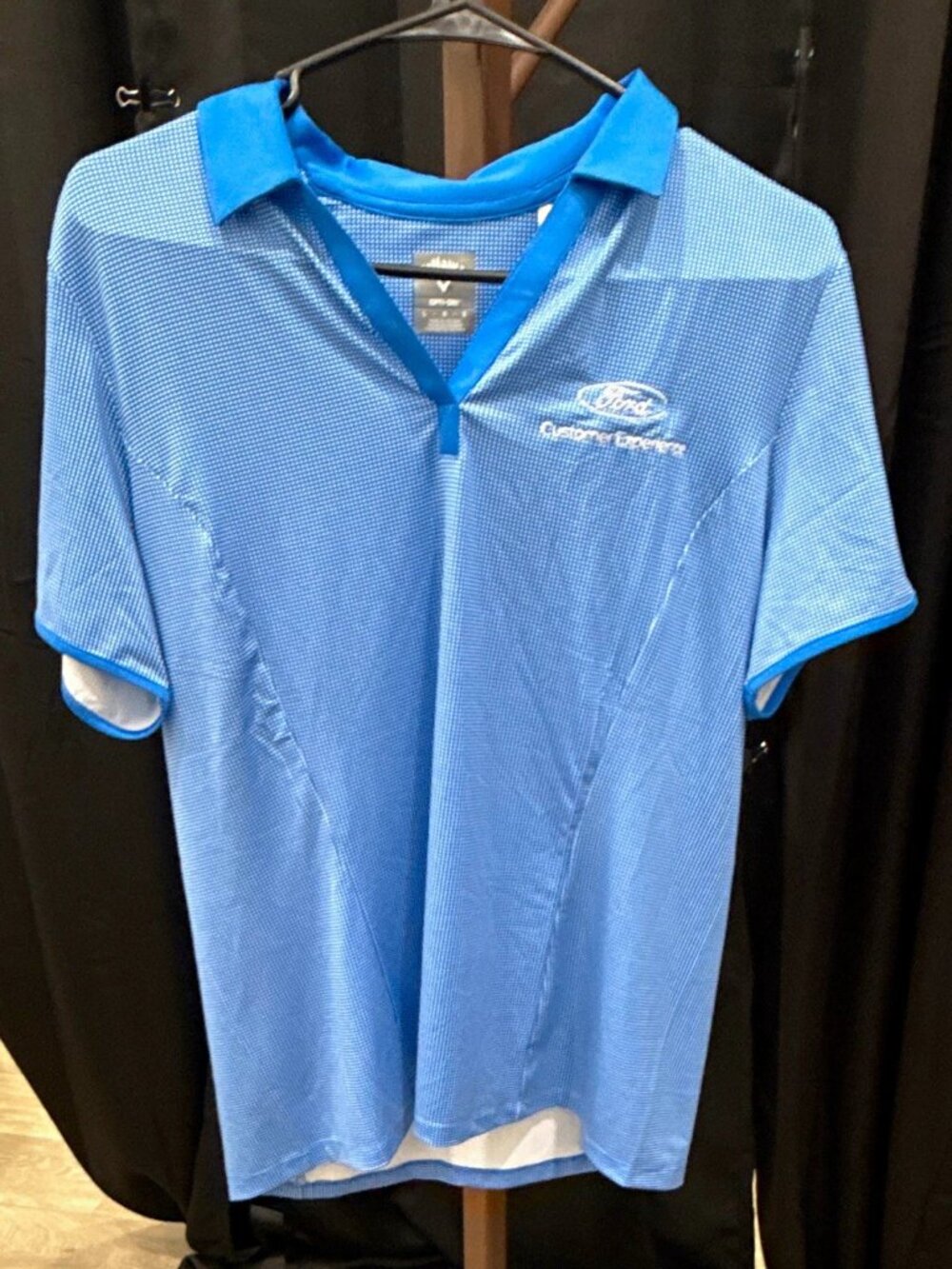 Callaway Opti-Dri Women's L Blue/White Geometric Polo SS